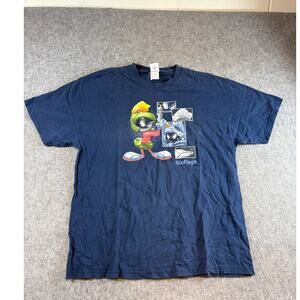 Vintage Y2K Looney Tunes Marvin The Martian Shirt Mens XL Blue Skater Streetwear